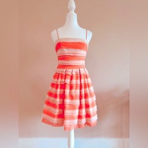 ERIN by Erin Fetherston Neon Peach and White Strapless Mini Dress